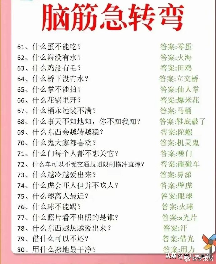 最新腦筋急轉(zhuǎn)彎題目及答案 2017年精選